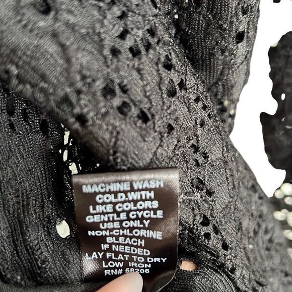 Neiman Marcus Mesh Floral Lace One Button Long Sleeve Blazer Black Large - Picture 7 of 8